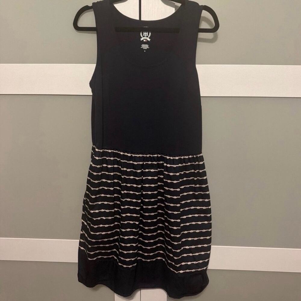 Tommy Hilfiger Sleeveless Navy Dress | Rope Stripe Skirt | Size Medium